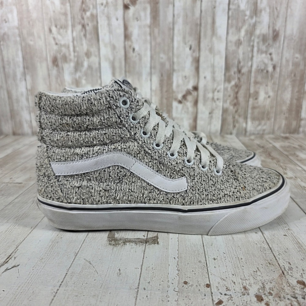 Vans Sk8-Hi Grey White Knit Marl High Top Sneakers Womens 10 Mens 8.5 508731